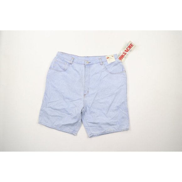 NOS Vintage 90s Streetwear Womens 20W Loose High Waisted Denim Jean Shorts Blue